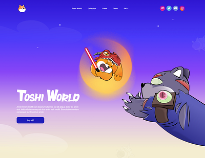 Website for Toshi World design illustration ux
