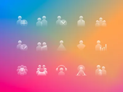 Glassy people icons glassmorphism glassy gradient icondesign icons iconset linear people