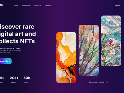 NFT MARKET LANDING PAGE design interactiion design prototype ui ux