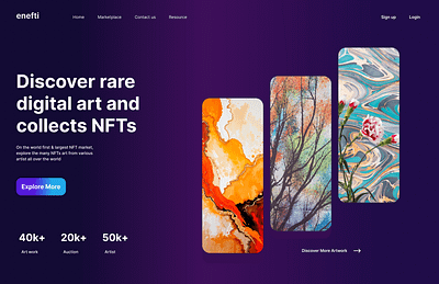 NFT MARKET LANDING PAGE design interactiion design prototype ui ux