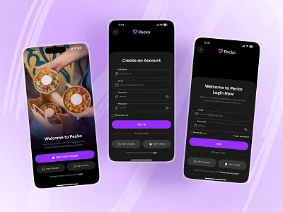 Food Packaging & Delivery App-Login,Signup screen app food delivery app food packaging form log in login design login form login page login screen mobile mobile app design online order app password signup signup page signup screen splash screen ux
