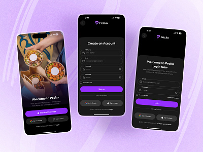 Food Packaging & Delivery App-Login,Signup screen app food delivery app food packaging form log in login design login form login page login screen mobile mobile app design online order app password signup signup page signup screen splash screen ux