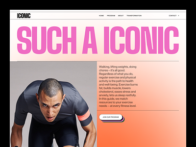 Personal Trainer Fitness Landing Page - Web Header aesthetics exercise fitness gym health homepage landing page modernism muscle retro routine tanim trainer training ui ux vibrant vintage website workout
