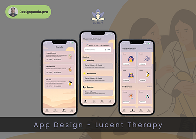 Mobile Application Design - Lucent therapy and mental health android app best branding creative graphic design health illustrations ios logo mental mobile therapy ui vector