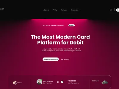 Fintech landing page design interactiion design prototype ui ux