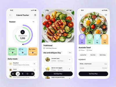 Fitness App Diet Screens counter diet diet app diet screens fitness fitness app health healthy lifestyle meal app meals mobile mobile app mobile application mobile design mobile screens nutrition app ui ux