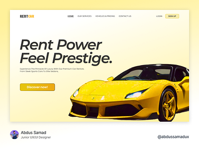 Hero Section design to make Rent easy! animation booking branding car car booking car buying car design car rent graphic design hero design hero section landing page rent rent a car rental ui ux design visual design website yellow deign