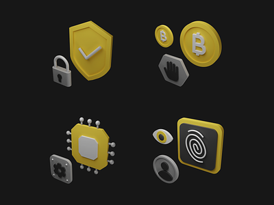 Crypto 3D Illustrations 3d animation bitcoin blender chip crypto design icon minimalism money shield slider ui