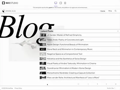 Designing the Minimalist Blog Wix Studio Website Templates animation animations blog css template ui web design wix wix studio