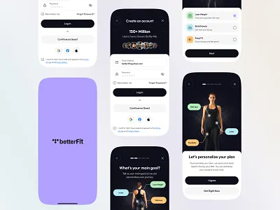 Onboarding for Fitness & Coaching - App app app design fitness app fitness tracker fitness training health app health coaching mobile mobile app onboarding screen onboarding sign up splashscreen ui welcome screen