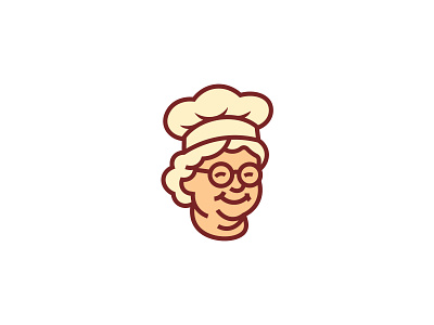 Happy Grandma chef logo cafe chef company cook cooking food glass grandma happy illustration joy old people restaurants