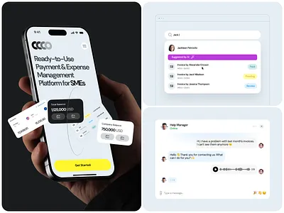 Fintech App UI - Payment & Expense Management ai app design chat ui design digital banking expense tracker figma finance ui fintech app interaction design interface ios mobile app neo banking payments app product design saas platform sme ui design ux design