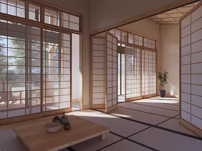 Noh Mask Tatami rendering