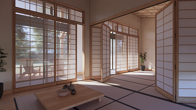 Noh Mask Tatami rendering