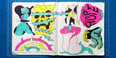 Sketchbook Page art drawing exercise illustration markers pens practice