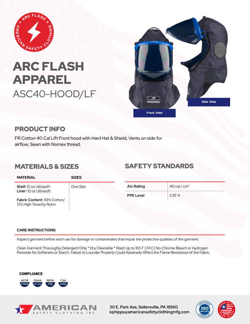Arc Flash Apparel Spec Sheets branding graphic design ui