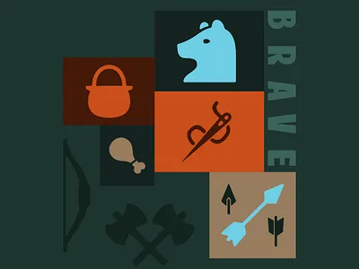 Brave cartoon graphic design icons illustration pixar symbols