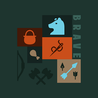 Brave cartoon graphic design icons illustration pixar symbols