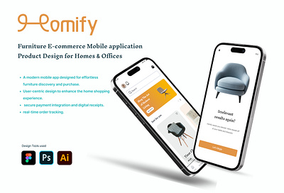 Homify Furniture E-Commerce App- UI/UX Case study e commerce furniture app furniture e commerce interaction design mobile application product design uiux user experience user interface website
