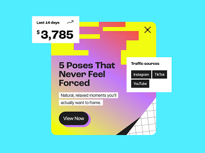 Zaap UI Card brand branding bright card glitch pixel ui ui card