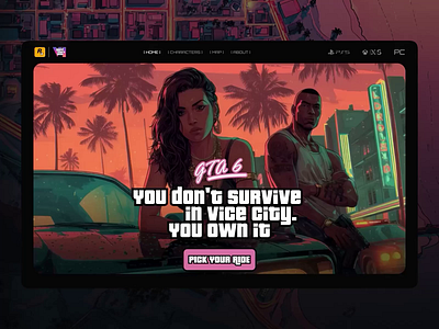 GTA 6 — Concept Website for Vice City Fans bold visuals
