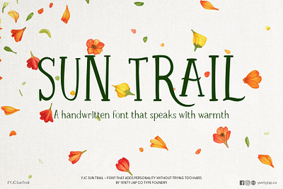 YJC Sun Trail Font branding font graphic art graphic design handwritten font kids font serif font stationery font type design type designer typography