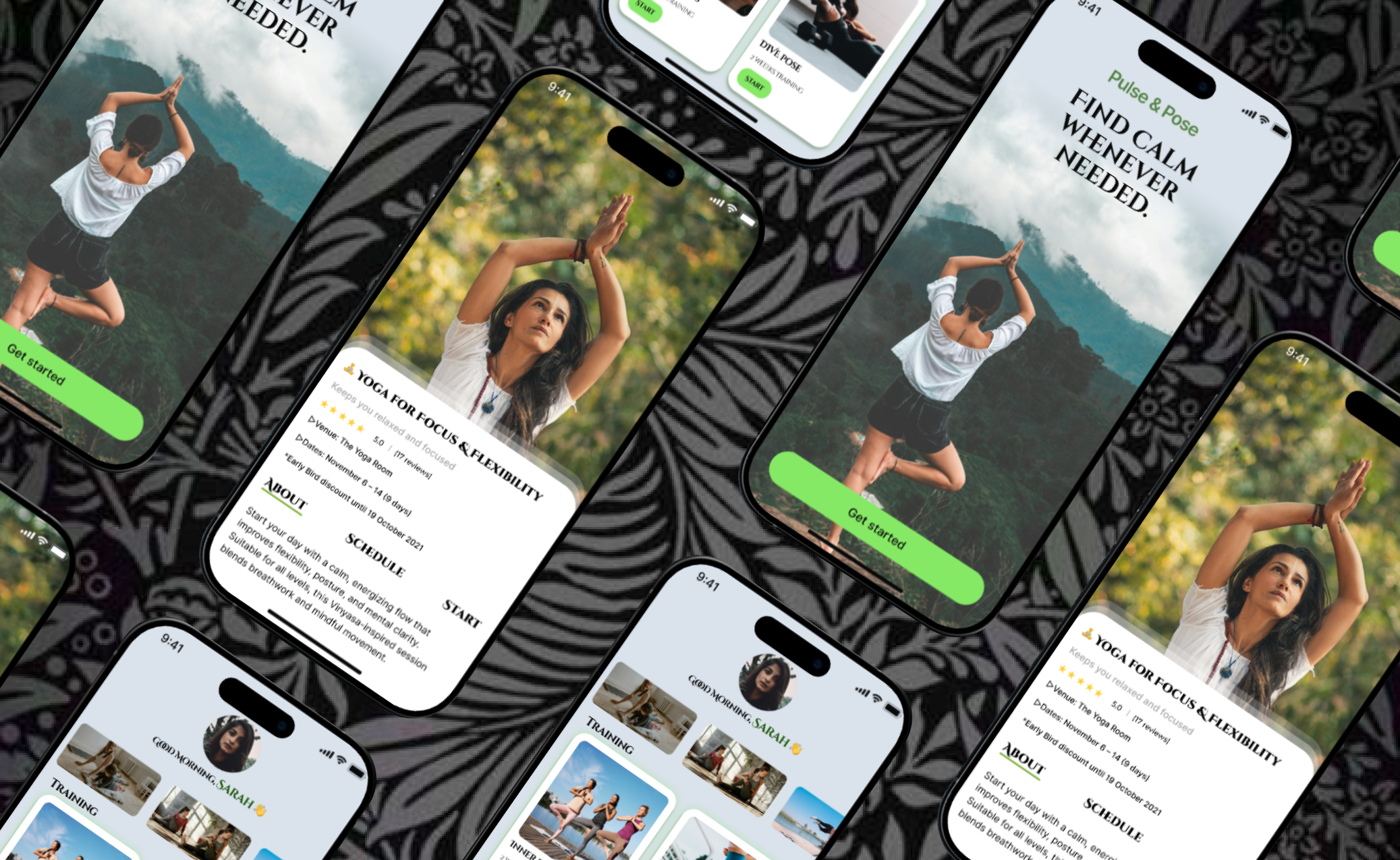 PULSE & POSE animation appdesign calmapp cleanui dailyui figmadesign gradientdesign graphic design healthtech iosapp landingpage logo mindfulnessapp minimaldesign mobileapp ui uiux websitedesign wellnessapp yogaapp