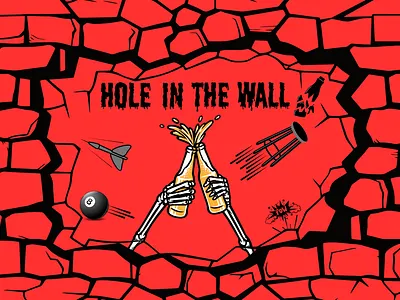 Bar Banner - (Hole in the Wall) banner design bar banner branding canva cartoon style company branding company design design graphic design simplistic social media banner