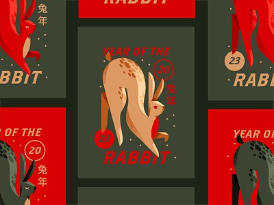 Year of the Rabbit 2023 animal branding chinese chinese new year cny design flat hare icon illustration minimal print rabbit texture typography vector