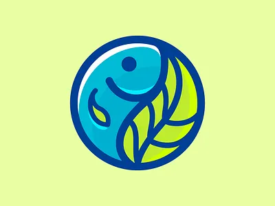 Vidafish design fish flat icon leaf logo plant vector