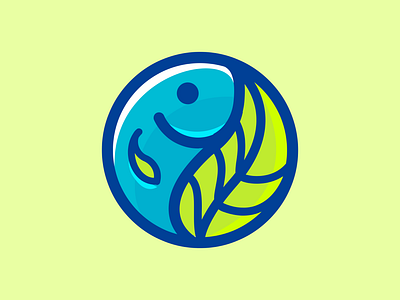 Vidafish design fish flat icon leaf logo plant vector