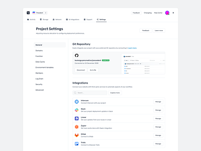 Project Settings app design ui ui design ux