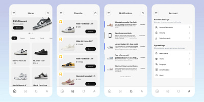 Shoes App UI Design app design ecommerce figma interface mobileapp ui