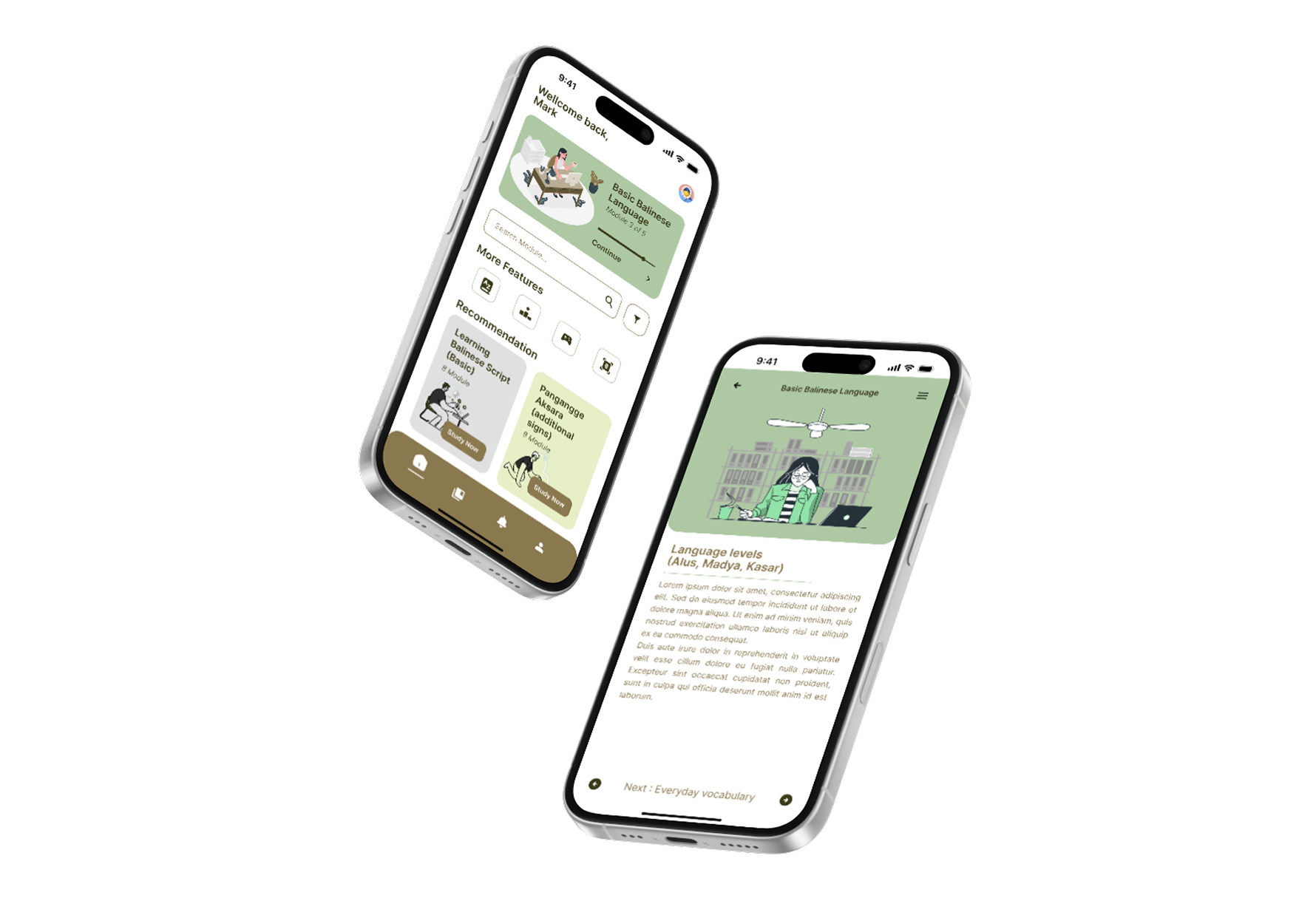 Balinese Script Learning App — UI/UX Concept appdesign cleanui educationapp languageapp languagelearning learningapp mobileapp mobileappdesign mobileui modernui uiux uxdesign