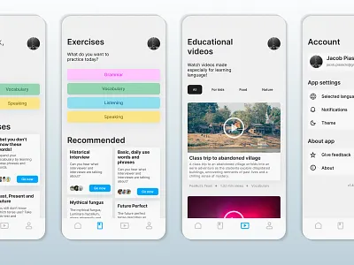 Languages Learning App UI/UX app design figma graphic designer mobileapp user interface