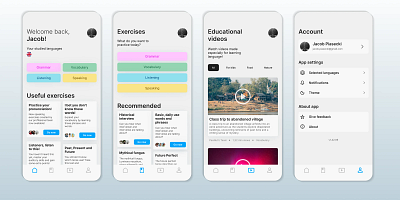 Languages Learning App UI/UX app design figma graphic designer mobileapp user interface