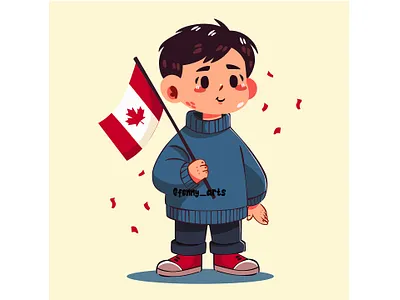 Cartoon of a Boy Proudly Holding a Canada Flag background beaver canada canadian celebration country culture day event flag freedom happy holiday independence leaf moose nation national patriotic wallpaper