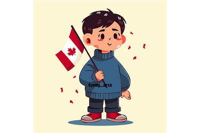 Cartoon of a Boy Proudly Holding a Canada Flag background beaver canada canadian celebration country culture day event flag freedom happy holiday independence leaf moose nation national patriotic wallpaper
