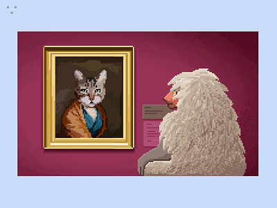 Audio and video in HTML article 2d animal baboon cat flat illustration museum painting pixel pixelart