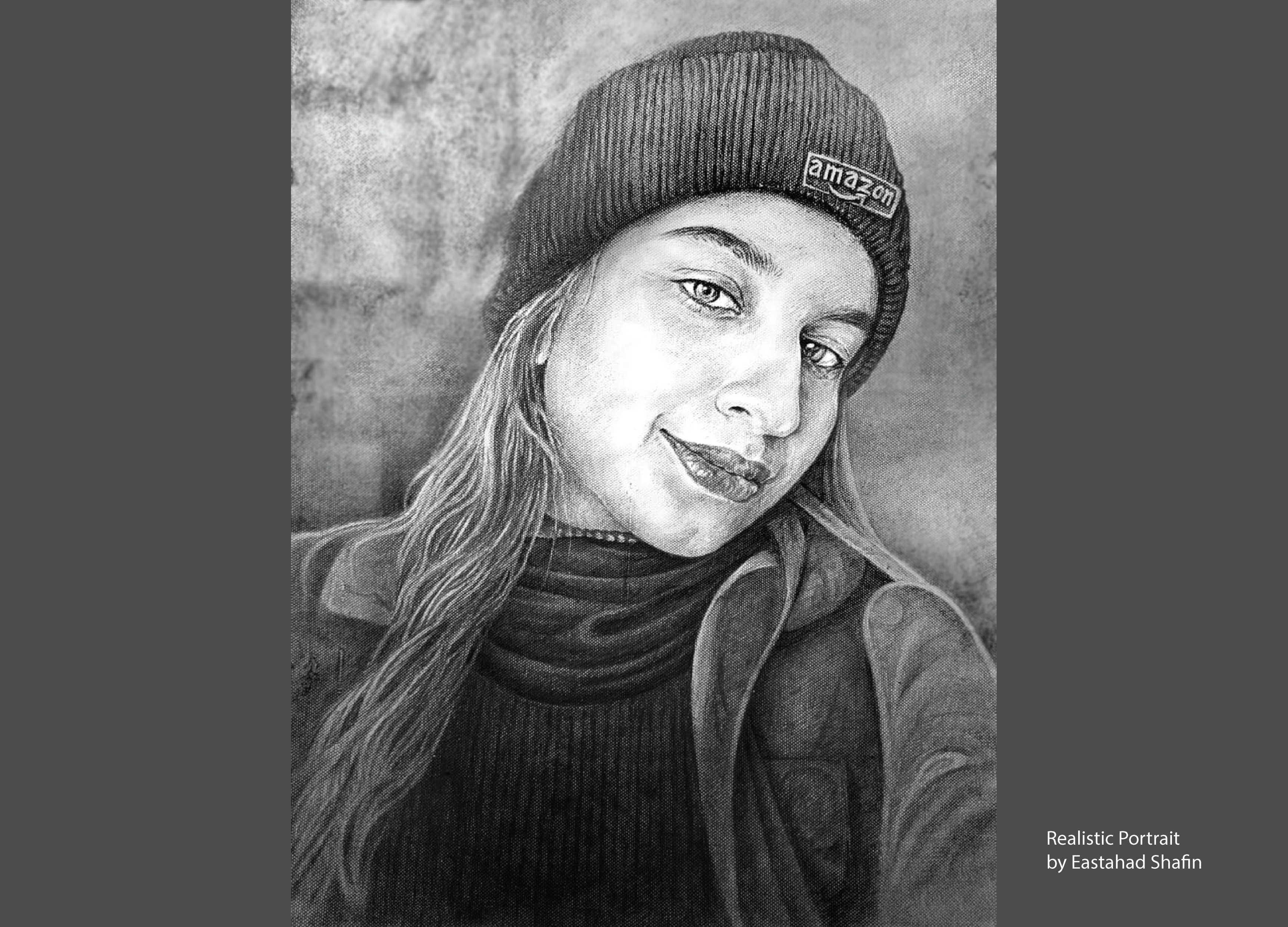 Hand-drawn realistic portrait of a beautiful woman with details creative design drawing graphic design illustration pencil sketch realistic portrait realistic sketch sketch