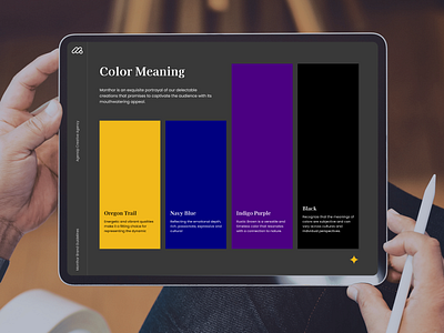 Monthor - Automotive Brand Guidelines - Brand Color in Mockup board brand book brand deck brand guideline brand identity branding dashboard design grapich design illustration logo concept logo style guide minimalist modern pattern pithcdeck presentation style guide tablet yellow