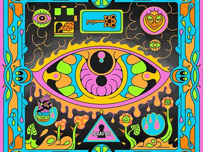 Cover art for Caught In a Moment ft. Dillon Francis - Disco Line album colorful cover cover art death design eye graphic design illustration key melting merch mushroom peace poster psychedelic