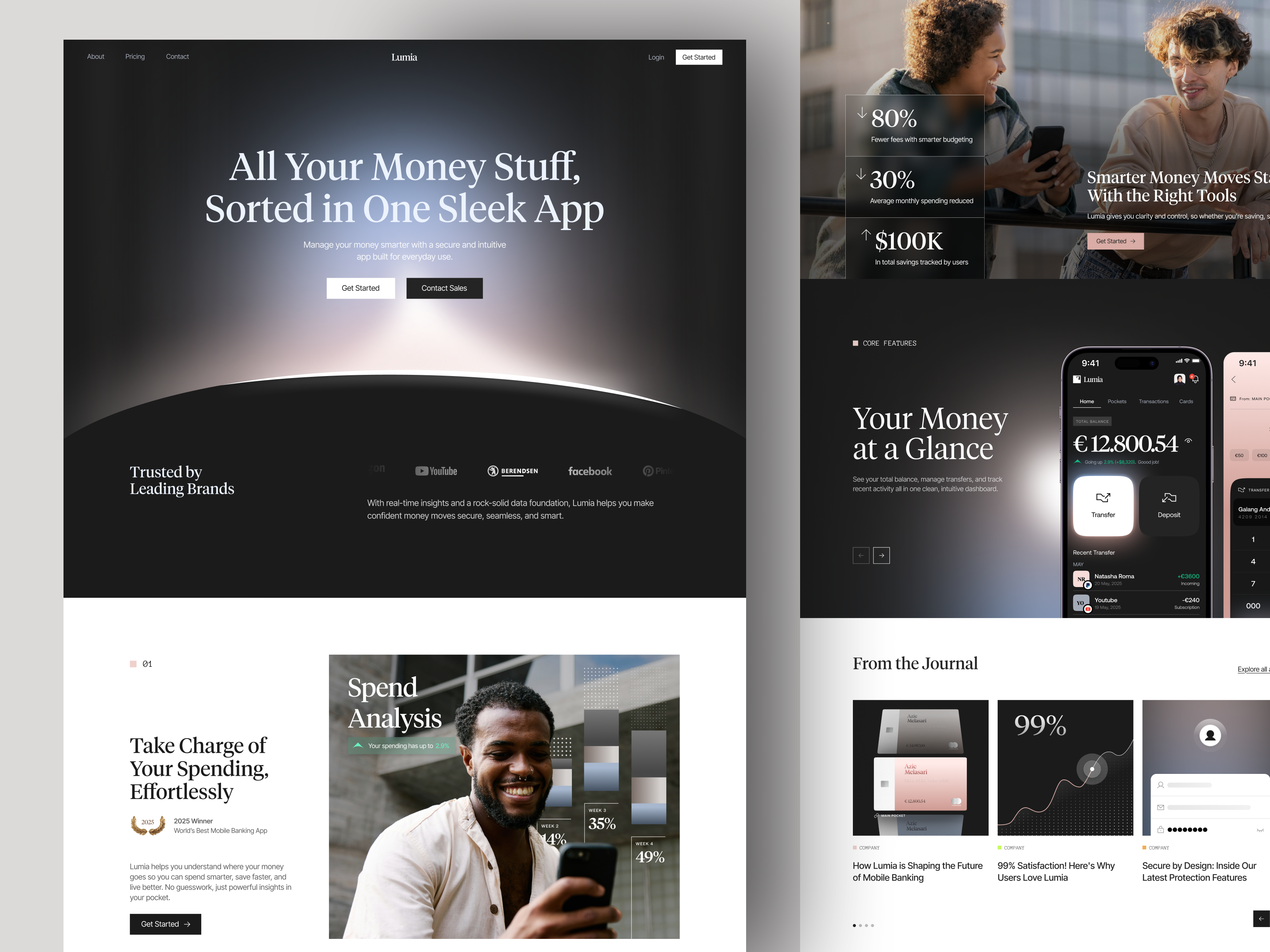 Lumia - Banking Website bank banking binance cards chart credit card deposit finance hero section invest investment landing page money pie chart trade trading transaction transfer wallet website