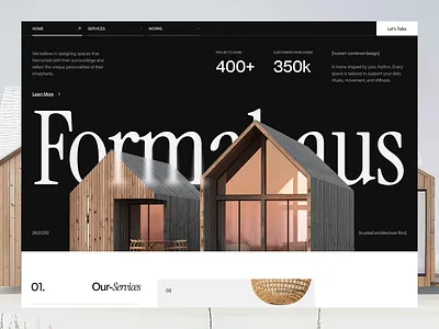 Forma Haus : Architecture Firm - Landing Page animated website animation architecture website art website branding clean website creative website furniture website home page home website house website interaction design landing page minimalist website motion graphics studio website uidesign uiux website