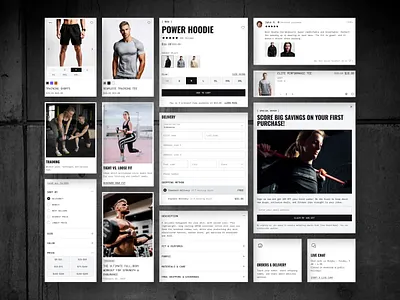 Fitness Apparel - Ecommerce Component card cards component e commerce ecommerce figma filter form library menu nucleus online shop product card product detail promo popup ui ui component ui kit website
