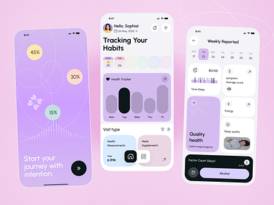 Mood Tracker Mobile App 😟 calender emotion tracker health healthy lifestyle ios app design mental health mental wellness minimal mobile mobile app mood app mood tracker mood tracking onboarding onboarding ui psychology app ui ux