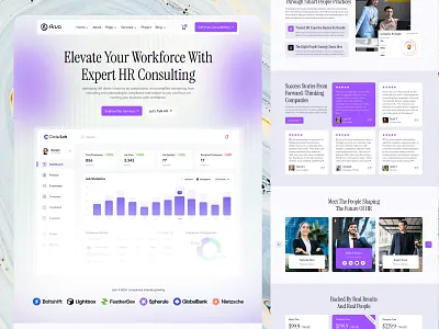 HR Management Consulting Website Design employee homepage hr hr management website landing landing page management organization payroll project managment recruitment saas software task web design website workflow
