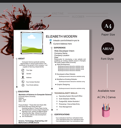 RESUME | CV FORMAT adobe illustrator adobe photoshop cv format resume resume template simple design template