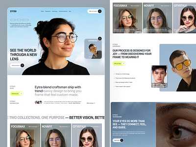 Eyewear Website Landing Page app ui design e commerce e commerce website landing page ecommerceux eye glasses eyeewear website eyewear landing oage fashion landing page landingpagedesign minimaldesign online shopping product design ui uiux uiux design user interface webdesign website