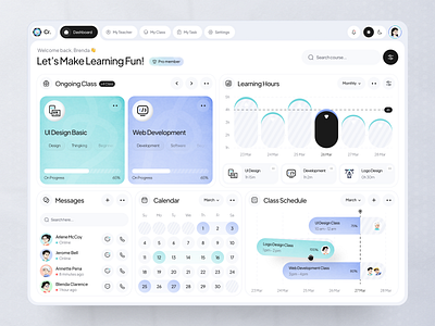 Online Learning Dashboard clean dashboard dashboard design dashboard ui designsystem edtechdesign education landing page learningplatform online learning online learning dashboard onlinecourse product productdesign studentdashboard ui ui design ux webappdesign